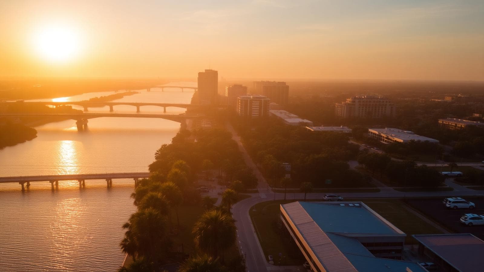 Jacksonville riverfront at sunrise